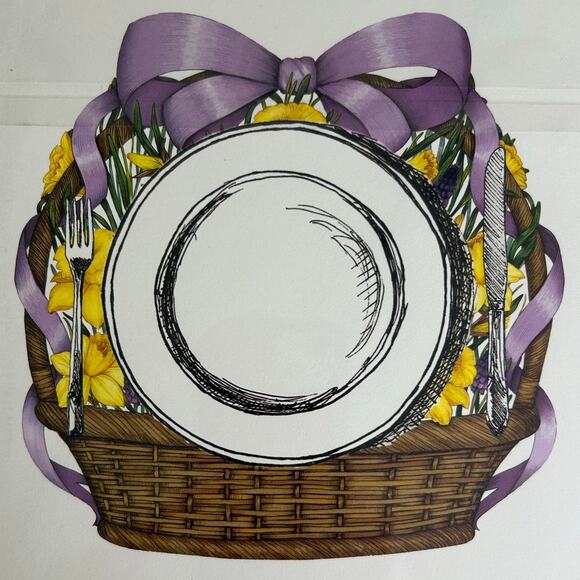 NEW Hester & Cook Floral Daffodil Basket Spring Easter Paper Placemats 12 Pack - Picture 9 of 11